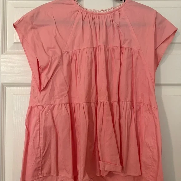 CROSBY by Mollie Burch Becky Pink Cap Sleeve Blouse with Bib Collar - Picture 4 of 6